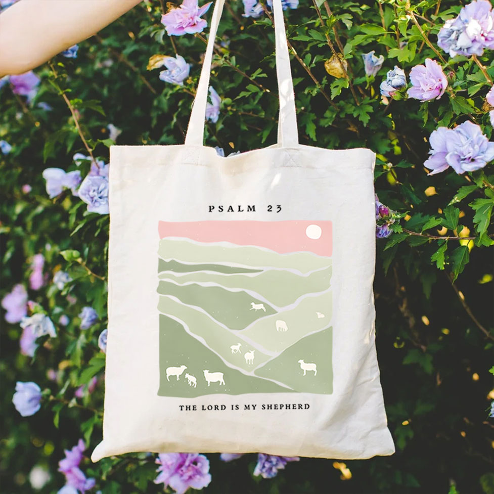 The Lord Is My Shepherd Christian Canvas Tote Bag