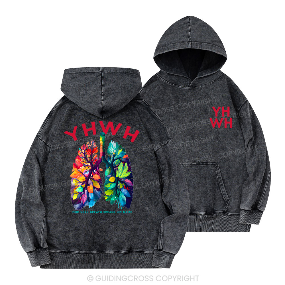 YHWH Leaf Christian Washed Hoodie