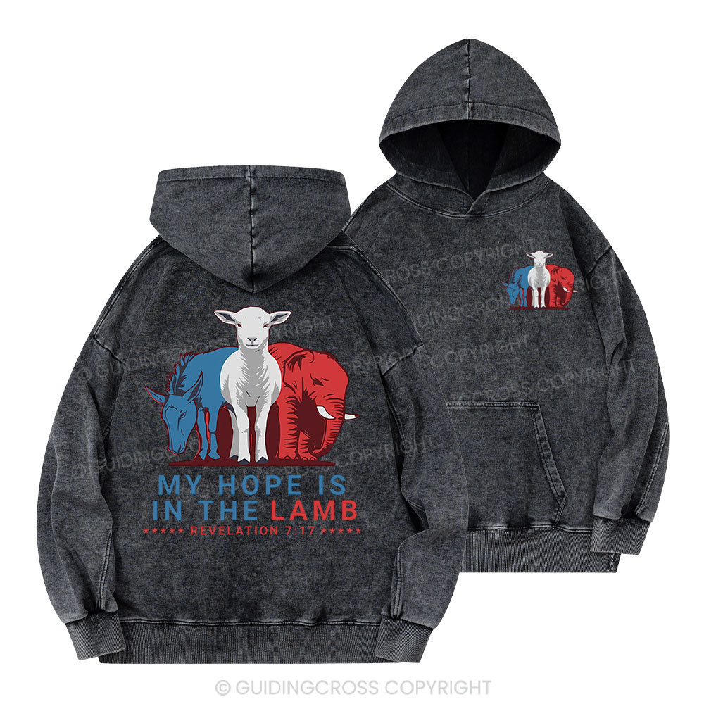 My Hope Is In The Lamb Christian Washed Hoodie