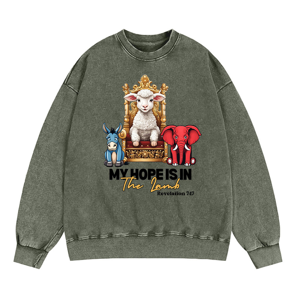 My Hope Is In The Lamb Christian Washed Sweatshirt