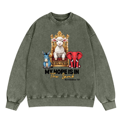 My Hope Is In The Lamb Christian Washed Sweatshirt