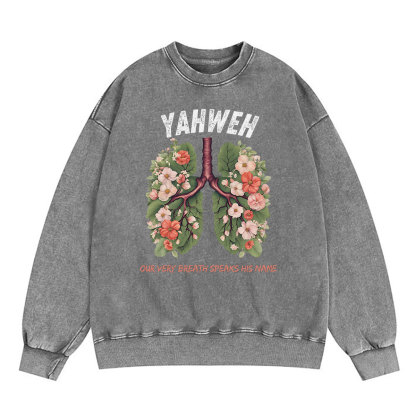 Yahweh Leaf Flower Lung Christian Washed Sweatshirt