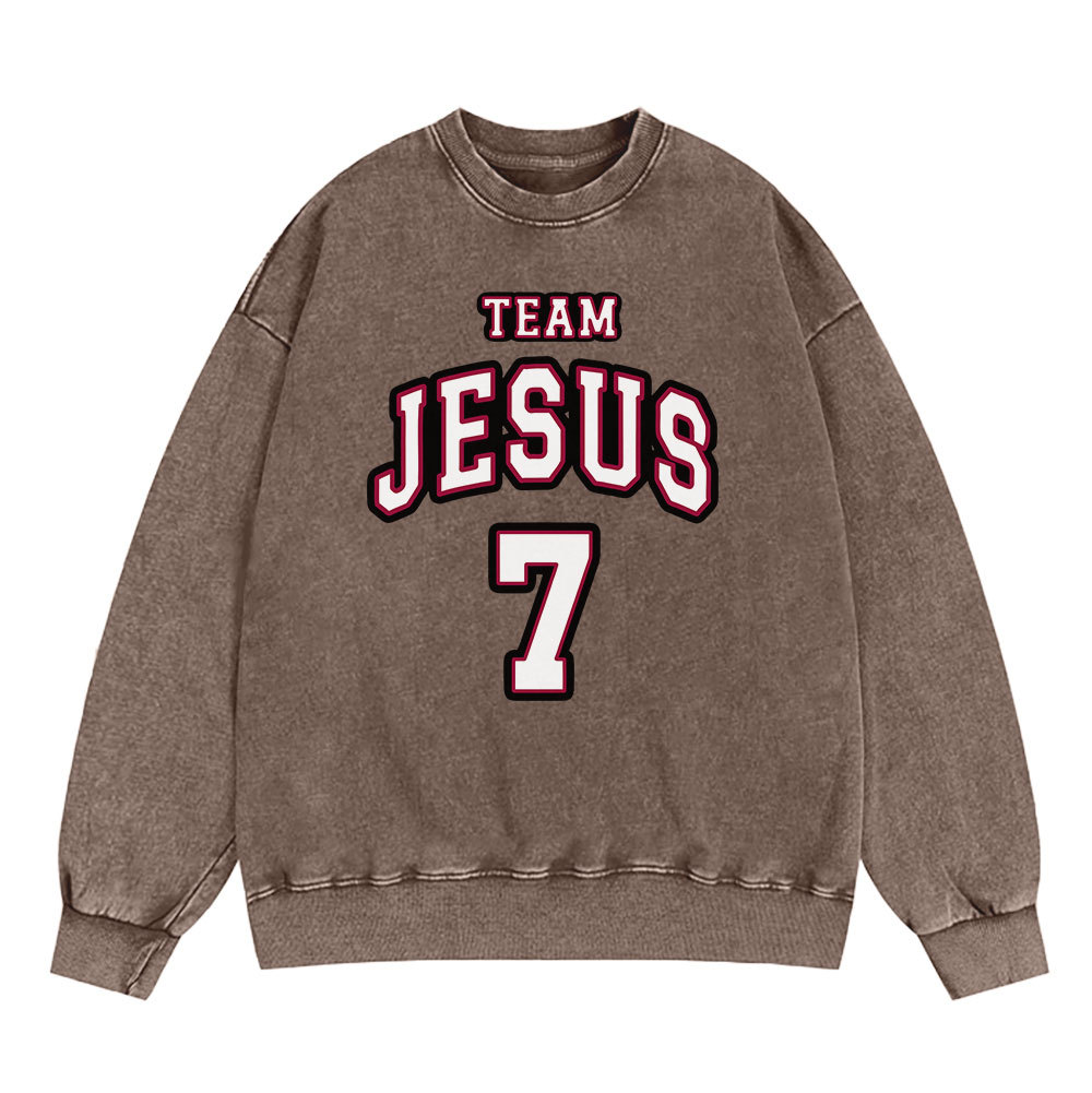 Jesus Team Christian Washed Sweatshirt