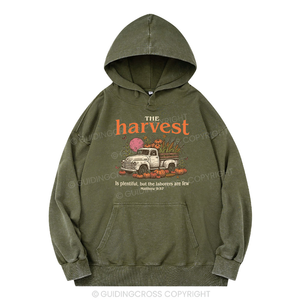 The Harvest Is Plentiful Christian Washed Hoodie