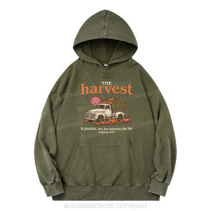 The Harvest Is Plentiful Christian Washed Hoodie