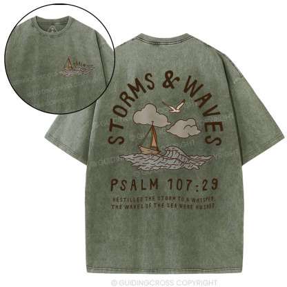 Storms And Waves Chirstian Washed T-Shirt