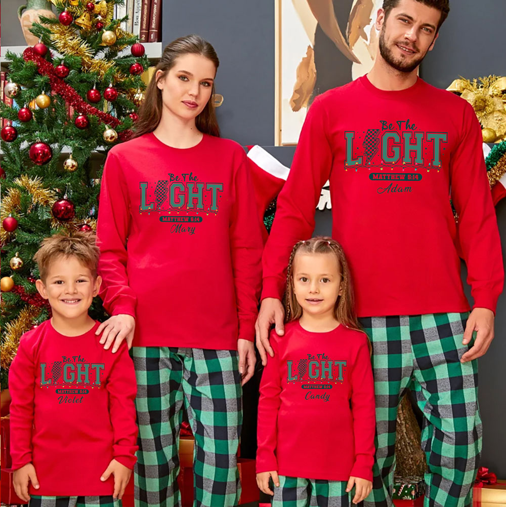 Personalized Be The Light Christmas Family Matching Long Sleeve T-Shirt