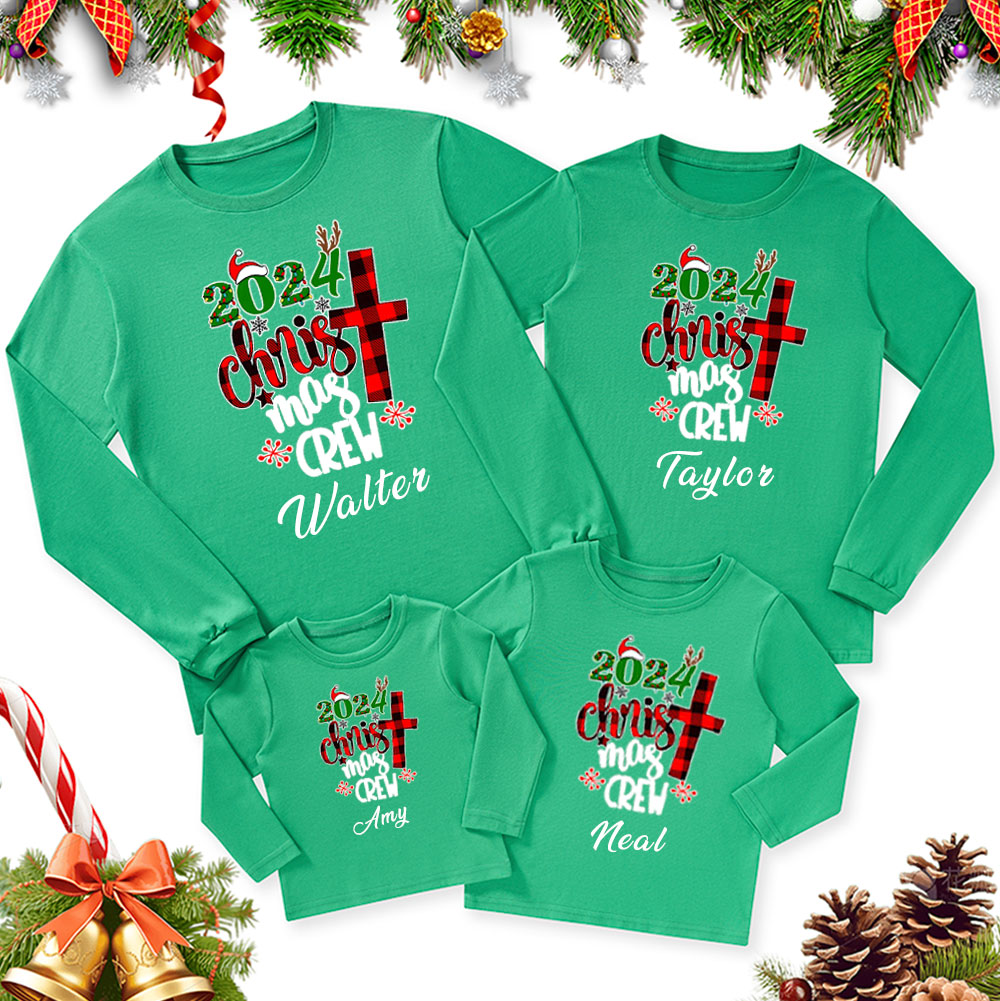 Personalized Christmas Crew Christmas Family Matching Long Sleeve T-Shirt