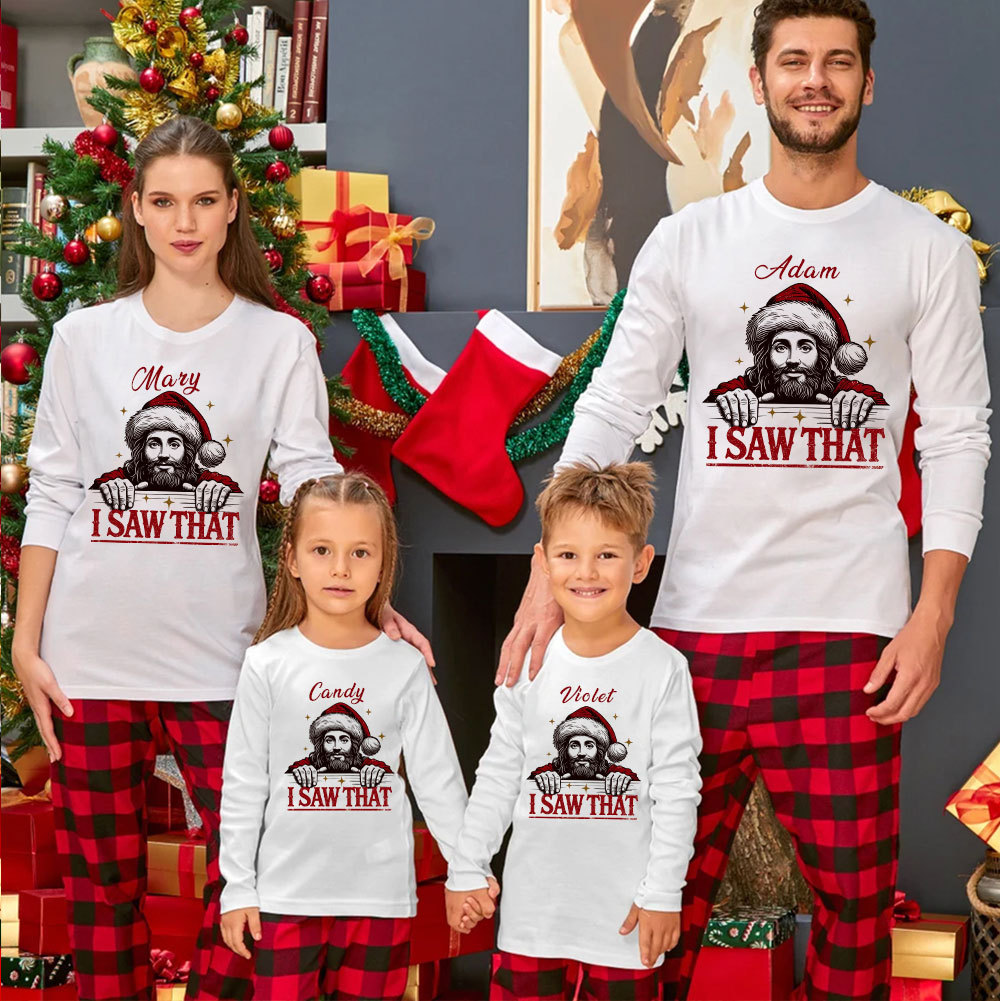 Personalized I Saw That Christmas Family Matching Long Sleeve T-Shirt
