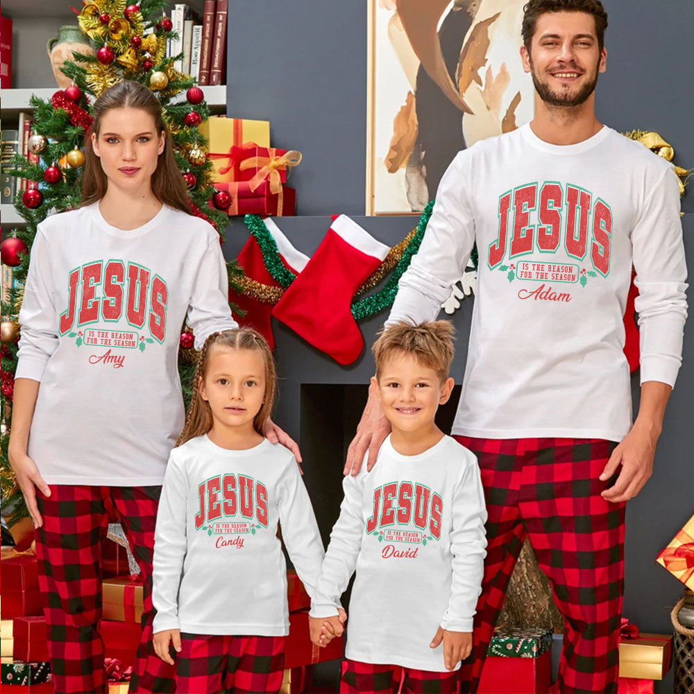 Personalized Jesus Is The Reason For The Season Christmas Family Matching Long Sleeve T-Shirt