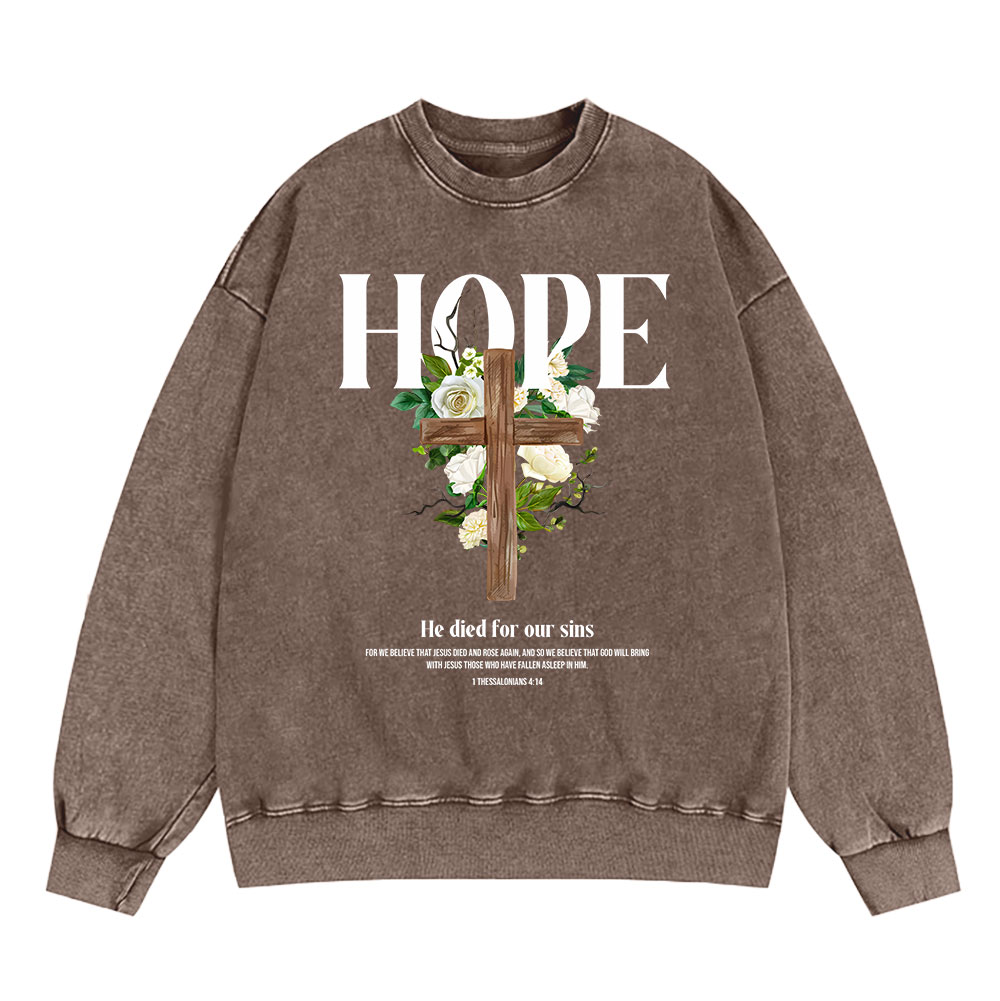 He Died For Our Sins Christian Washed Sweatshirt