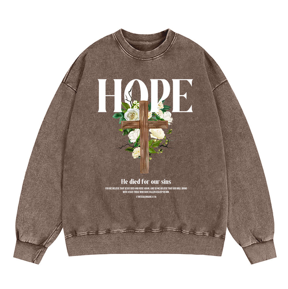 He Died For Our Sins Christian Washed Sweatshirt