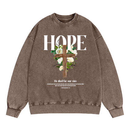 He Died For Our Sins Christian Washed Sweatshirt