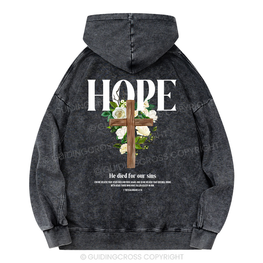 He Died For Our Sins Christian Washed Hoodie