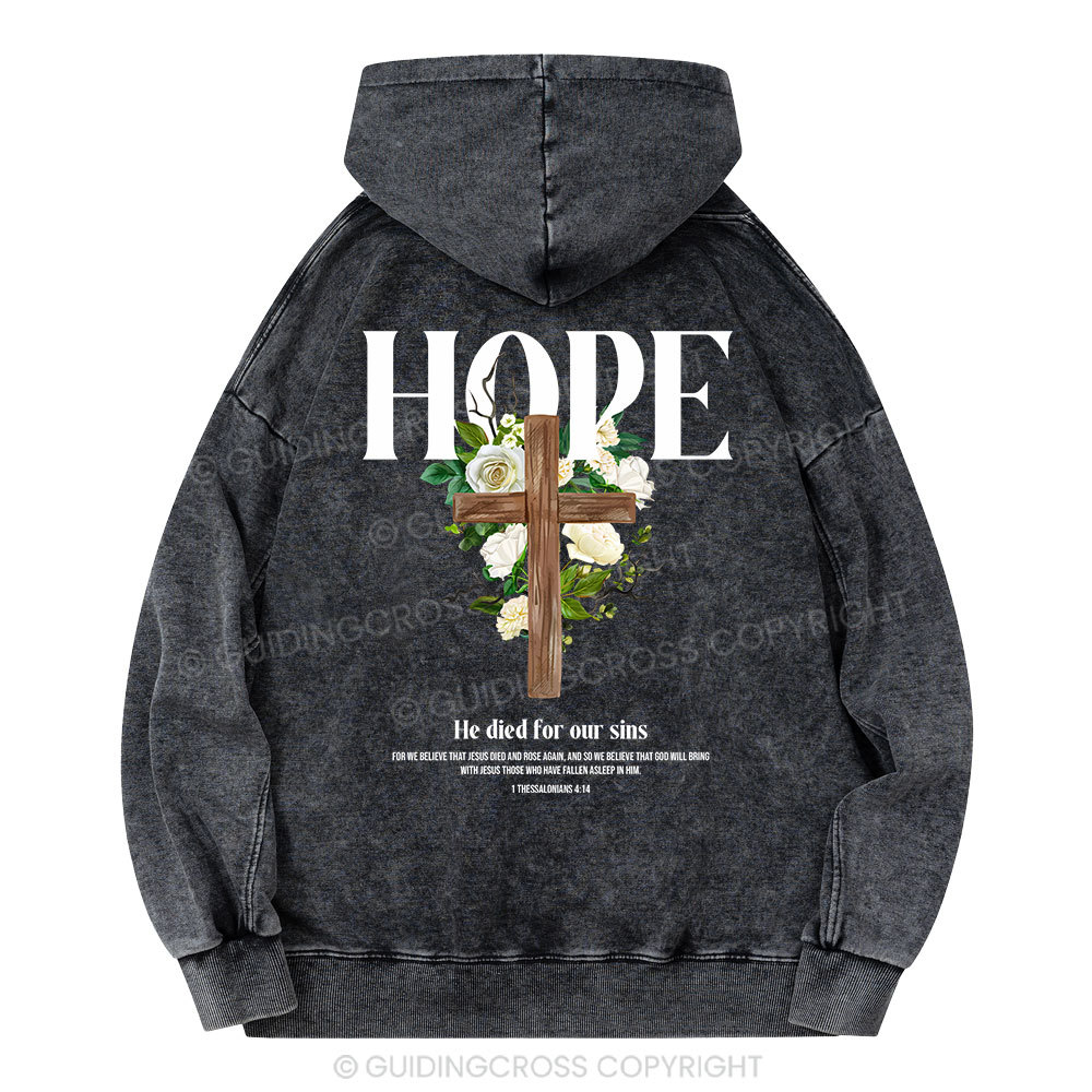He Died For Our Sins Christian Washed Hoodie