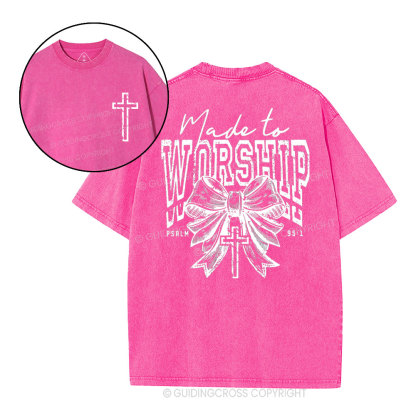 Made To Worship Bow Christian Washed T-Shirt