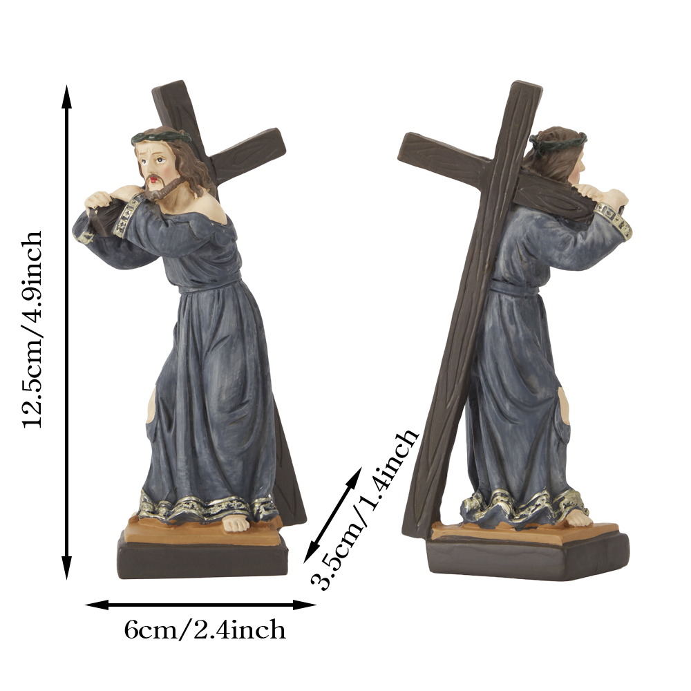 Jesus Figure Carrying the Cross Resin Christian Ornaments