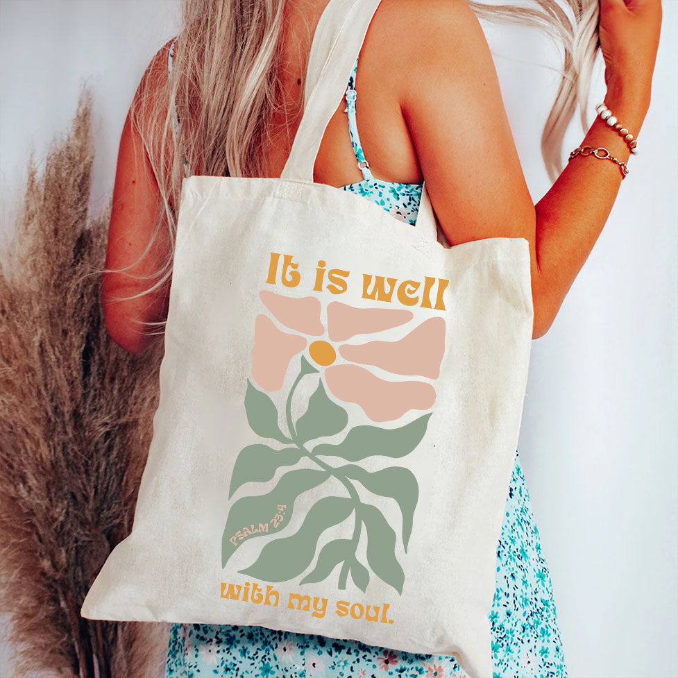 It Is Well With My Soul Christian Canvas Tote Bag