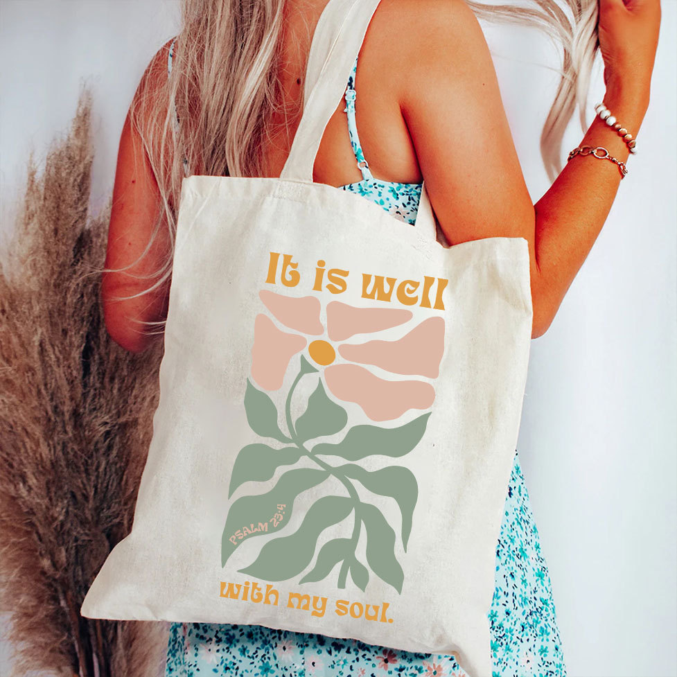 It Is Well With My Soul Christian Canvas Tote Bag