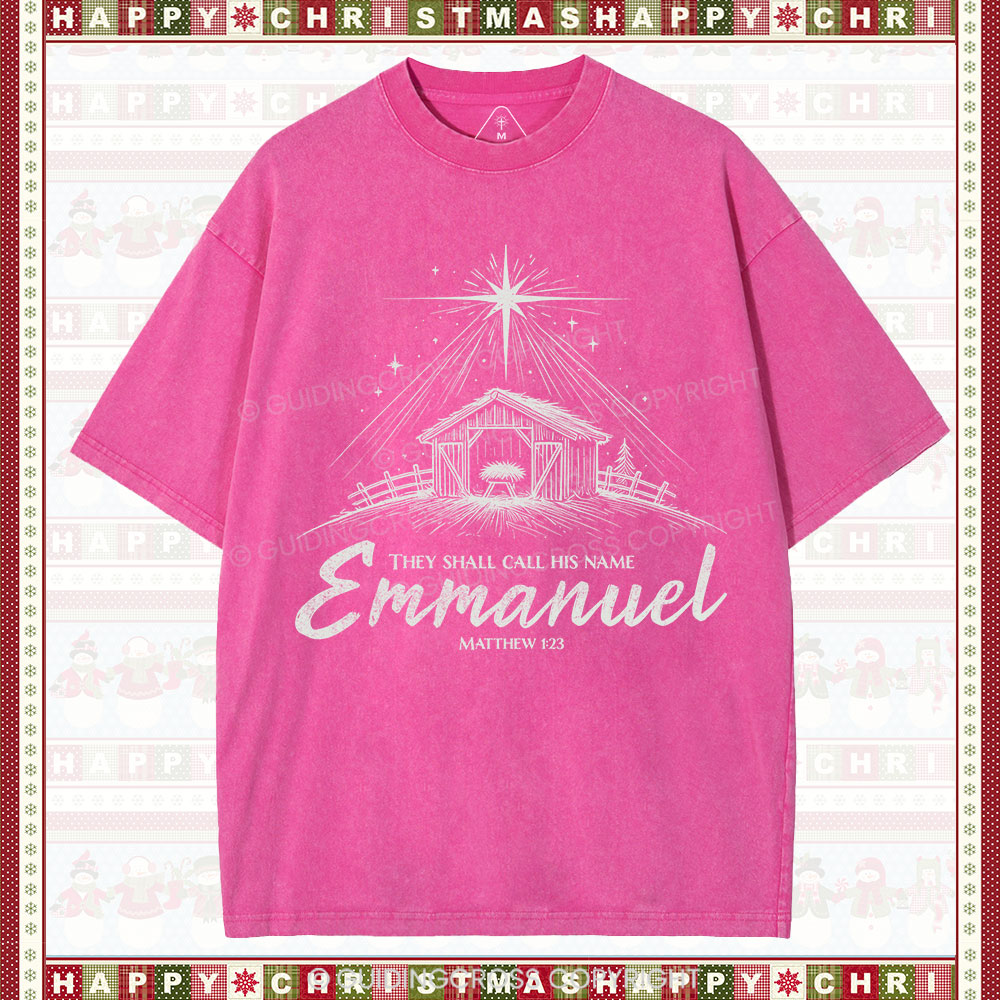 Emmanuel Christmas Christian Washed T-Shirt