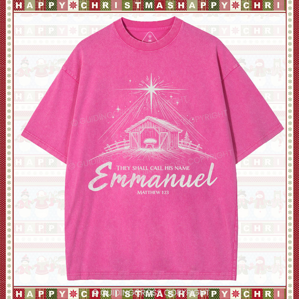 Emmanuel Christmas Christian Washed T-Shirt