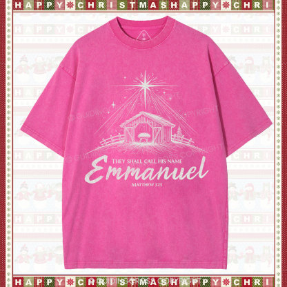 Emmanuel Christmas Christian Washed T-Shirt