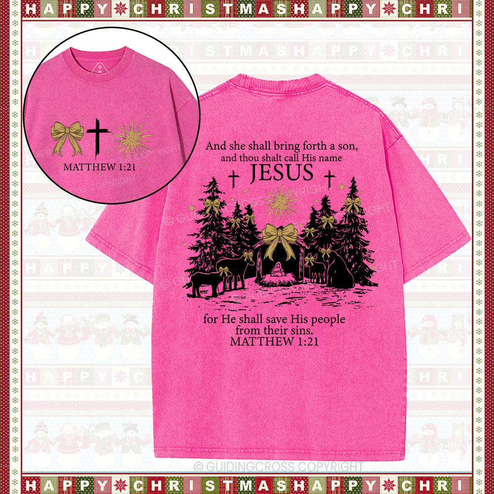 Jesus Nativity Christmas Christian Washed T-Shirt