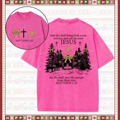 Jesus Nativity Christmas Christian Washed T-Shirt