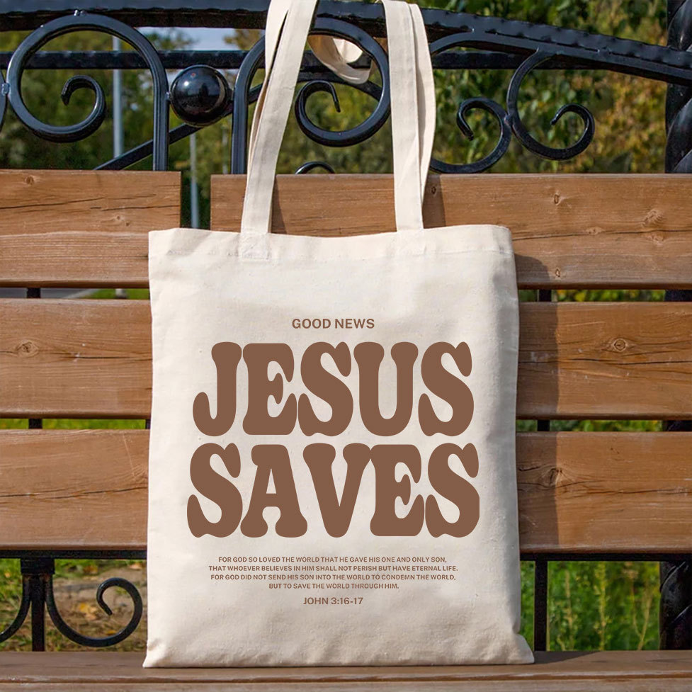 Jesus Saves Christian Canvas Tote Bag