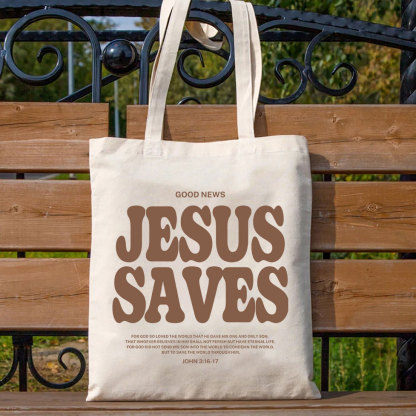 Jesus Saves Christian Canvas Tote Bag