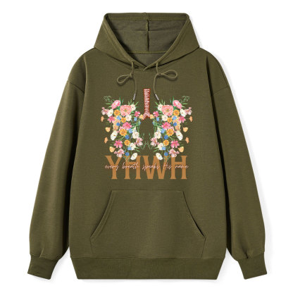 YHWH Floral Classic Christian Hoodie