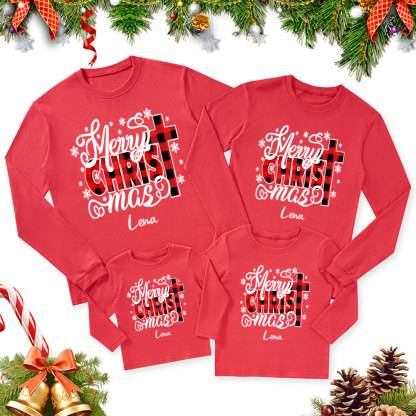 Merry Christ Mas Christmas Family Matching Long Sleeve T-Shirt