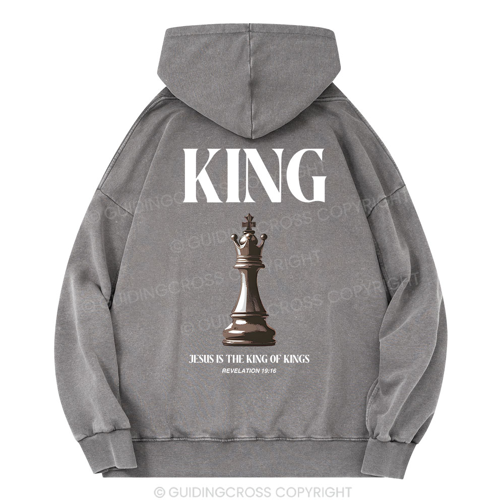 Jesus Is The King Of Kings Christian Washed Hoodie