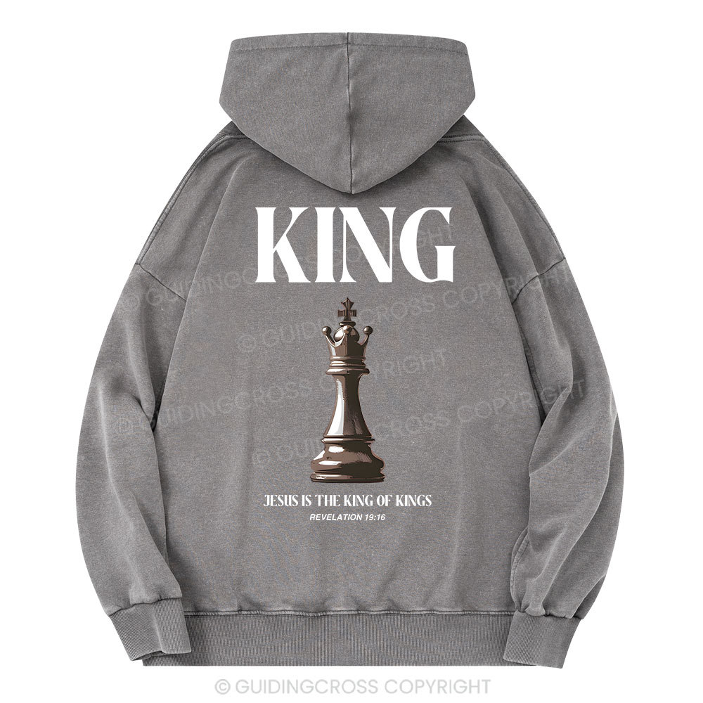 Jesus Is The King Of Kings Christian Washed Hoodie