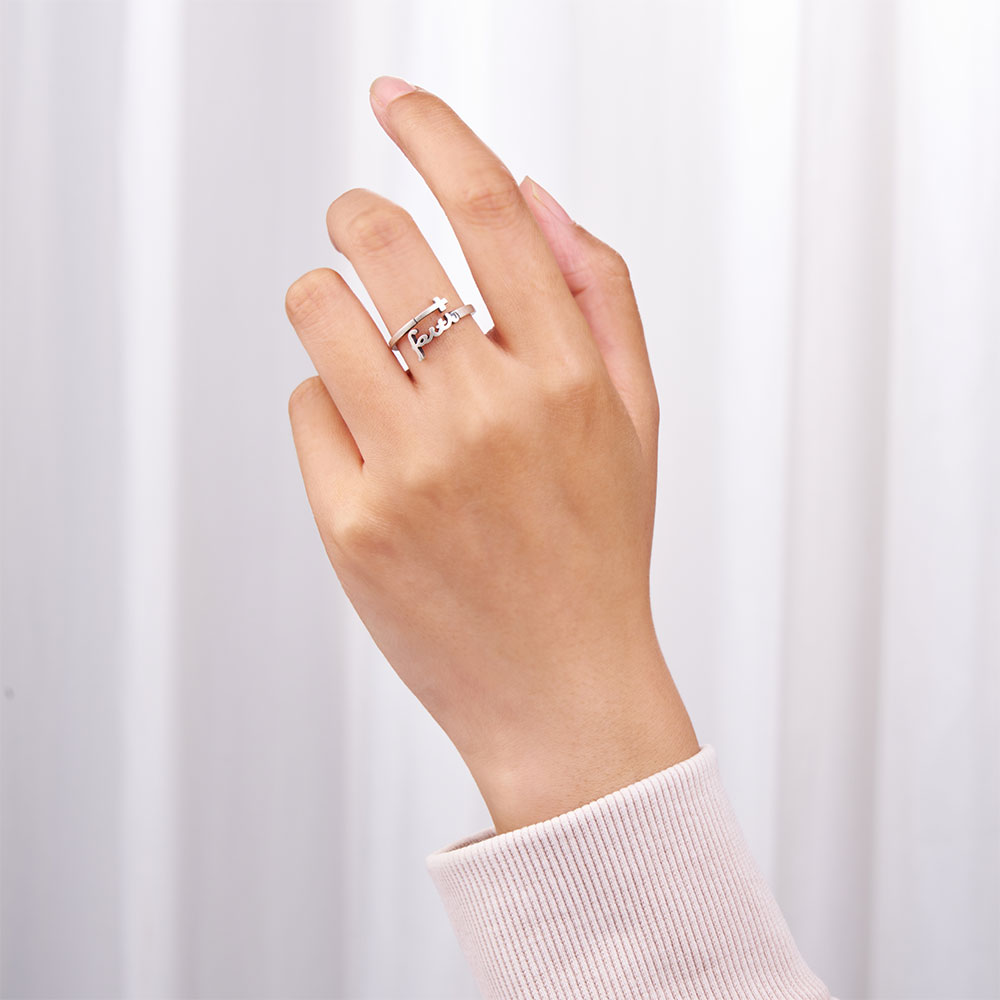 Faith Script Christian 925 Sterling Silver Ring