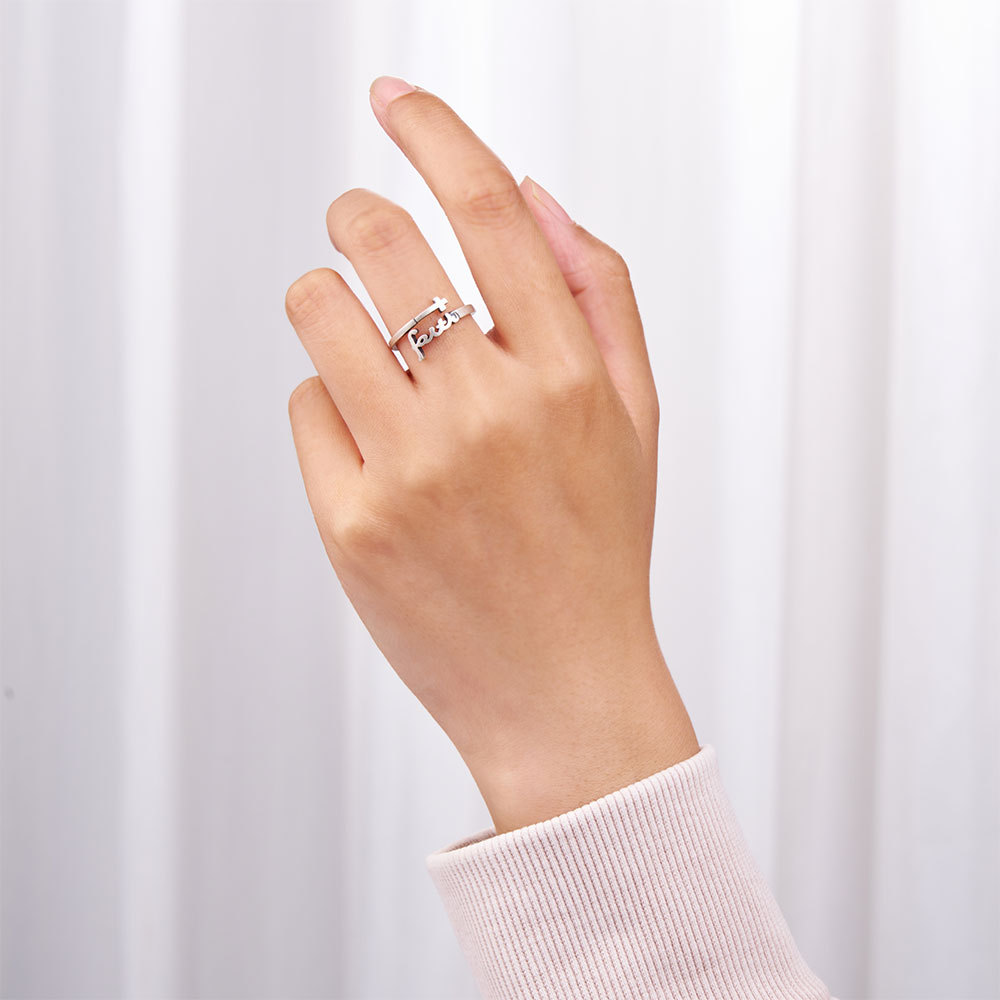 Faith Script Christian 925 Sterling Silver Ring