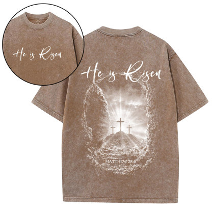 He Is Risen Christian Washed T-Shirt