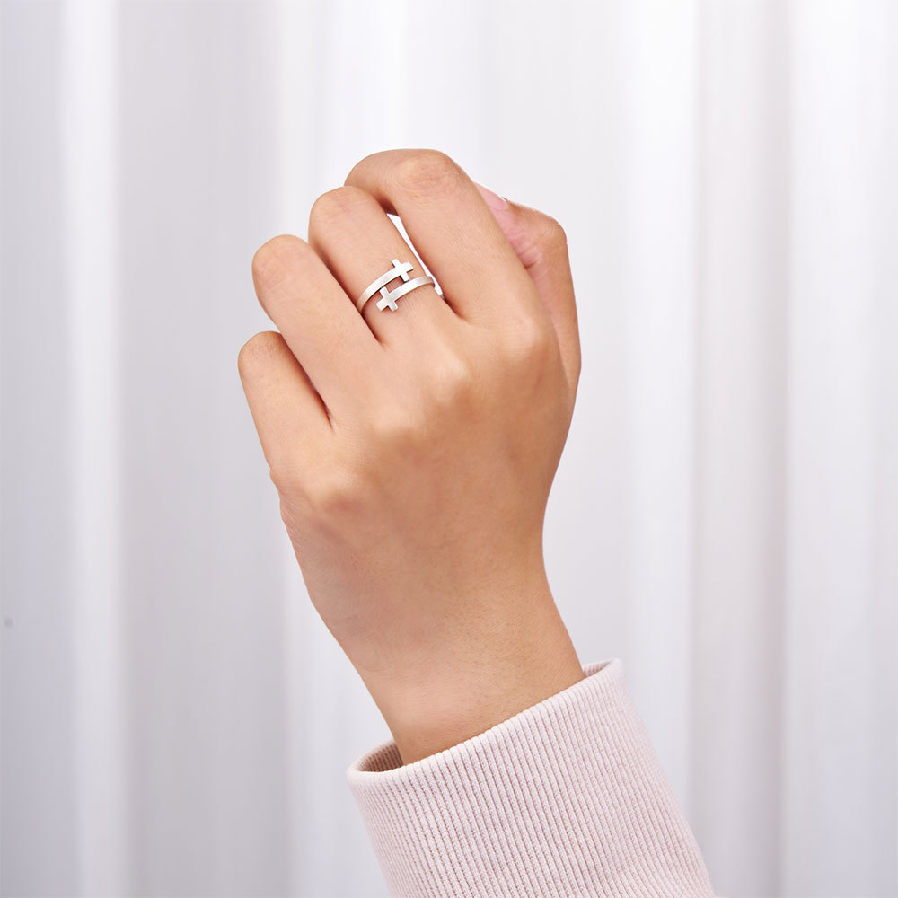 Double Cross Christian 925 Sterling Silver Ring