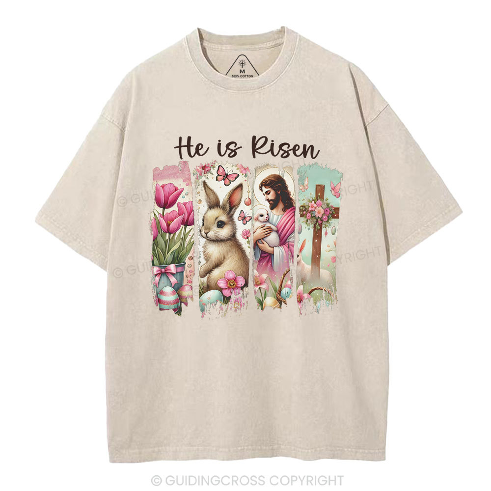 He Is Risen Christian Washed T-Shirt