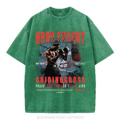 Hard Fought Hallelujah Boxing Christian Washed T-Shirt