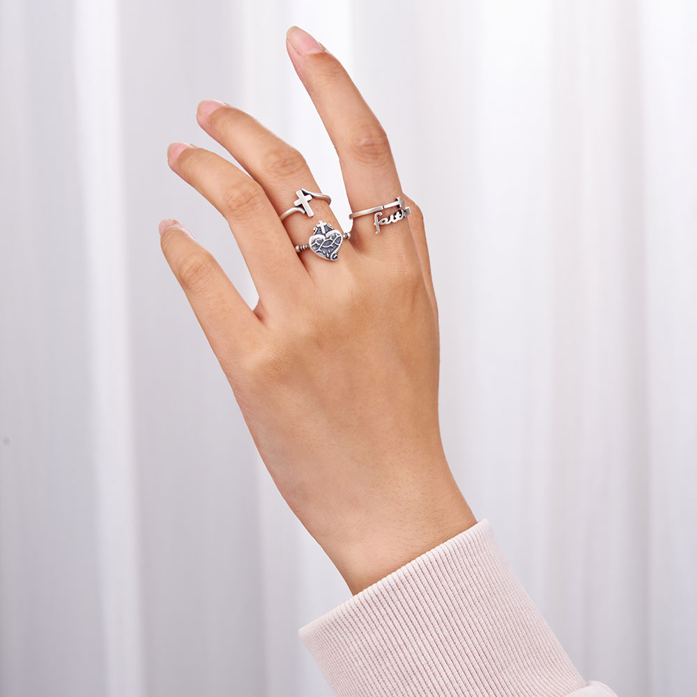 Faith Script Christian 925 Sterling Silver Ring