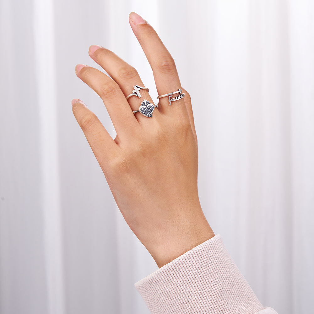 Faith Script Christian 925 Sterling Silver Ring