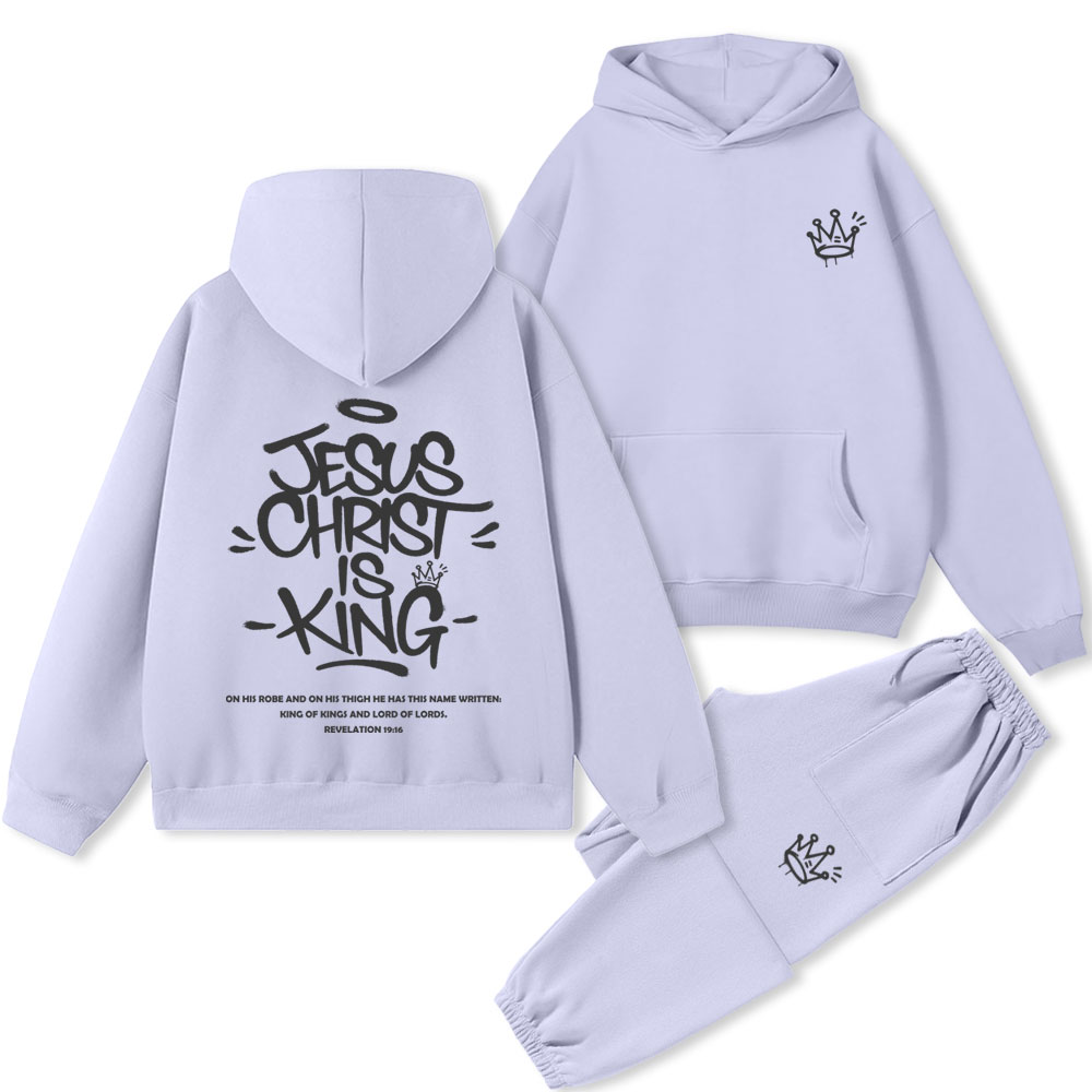 Jesus Christ Is King Christian Premium Fleece Hoodie Set