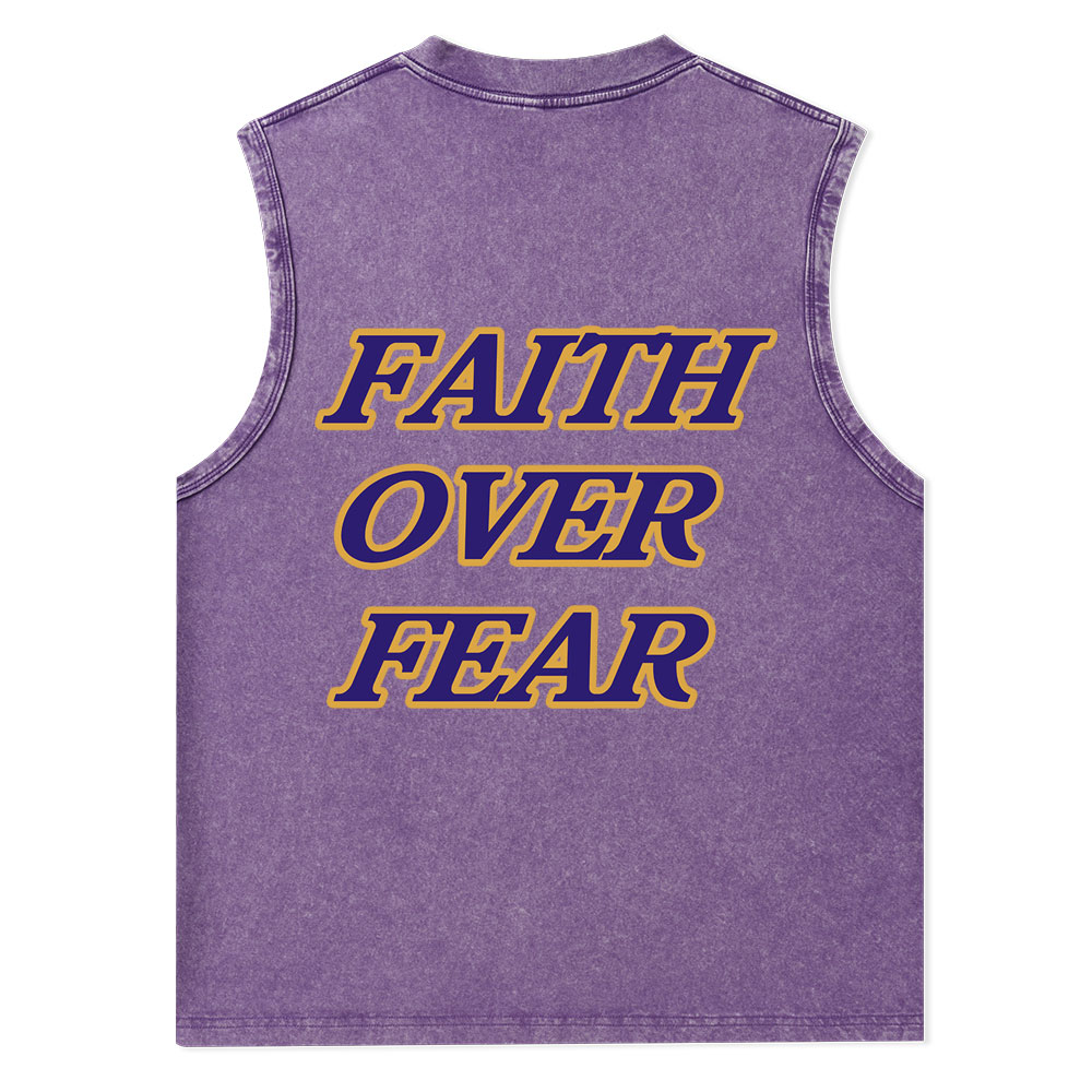 Faith Over Fear Christian Washed Tank Top