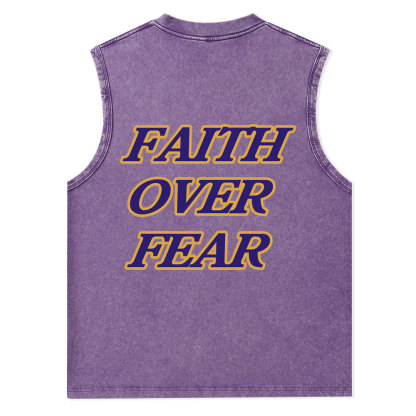 Faith Over Fear Christian Washed Tank Top