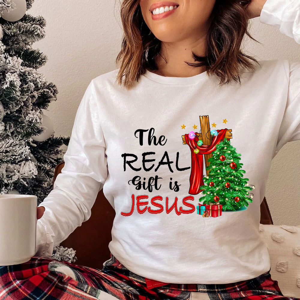 The Real Gift Is Jesus Christian Long Sleeve T-Shirt