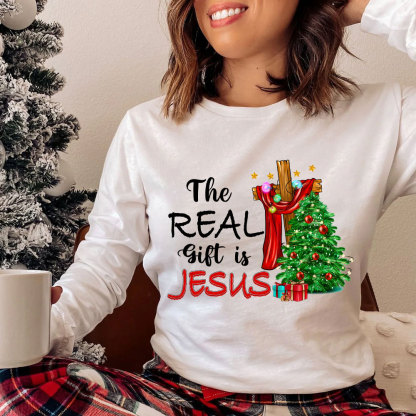 The Real Gift Is Jesus Christian Long Sleeve T-Shirt