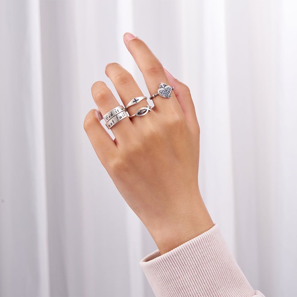  Jesus Fish Christian 925 Sterling Silver Ring