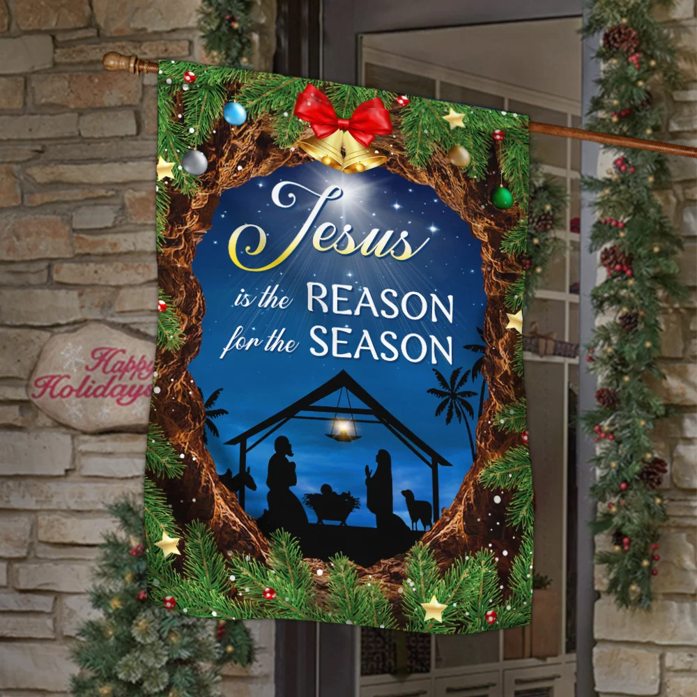 Jesus Is The Reason For The Season Nativity Flag