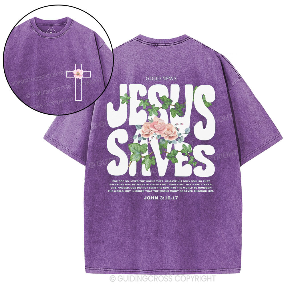 Jesus Saves Christian Washed T-Shirt